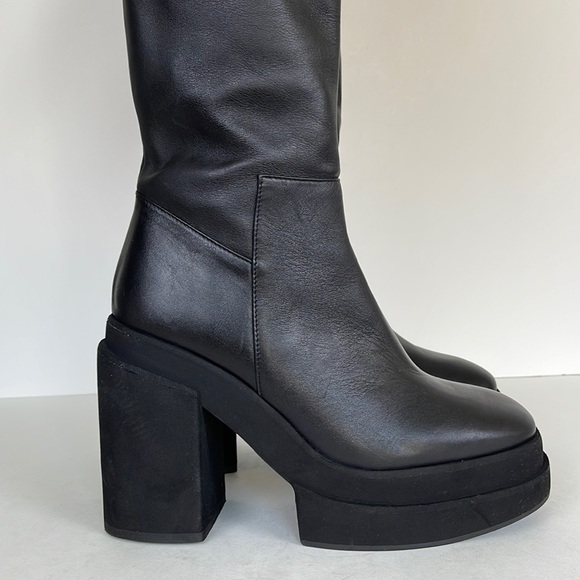 NWOB Paloma Barcelo Yafet Heeled Platform Tall Boots Size 40 Black - Picture 6 of 12